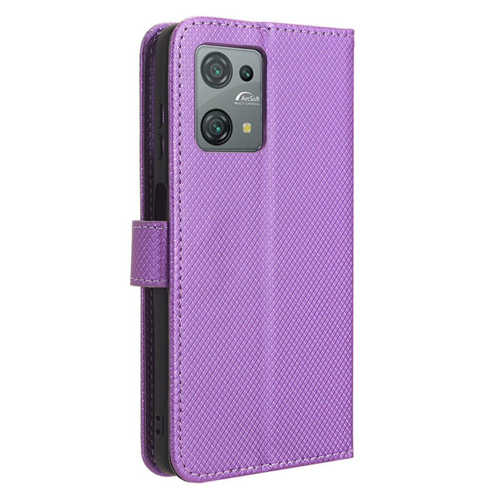 Diamond Texture Shell for Blackview Oscal C30 / C30 Pro Phone Wallet Case PU Leather Stand Cover - Purple