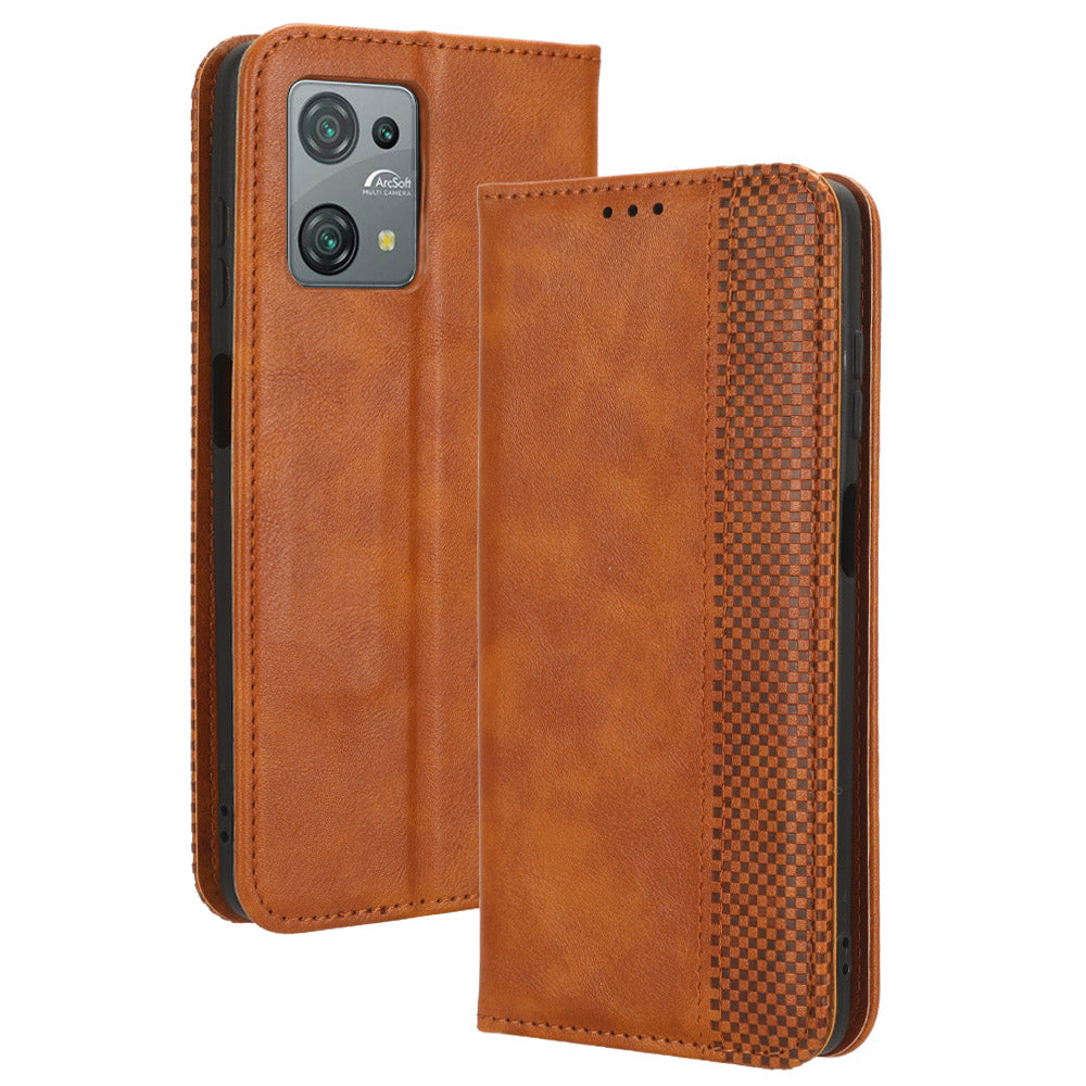 Uniqkart for Blackview Oscal C30 / Oscal C30 Pro Retro PU Leather Wallet Case Stand Phone Protective Cover - Brown