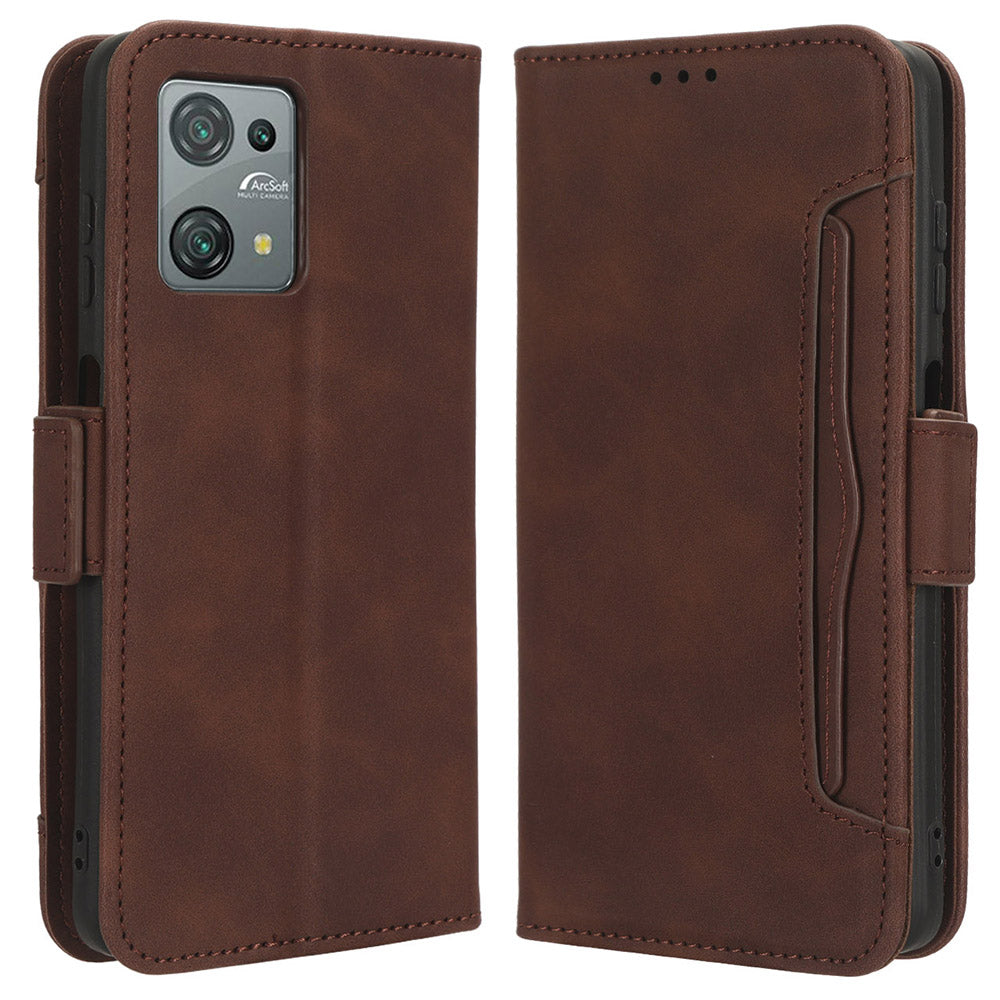 Uniqkart for Blackview Oscal C30 / Oscal C30 Pro Multiple Card Slots PU Leather Case Wallet Phone Stand Cover - Brown