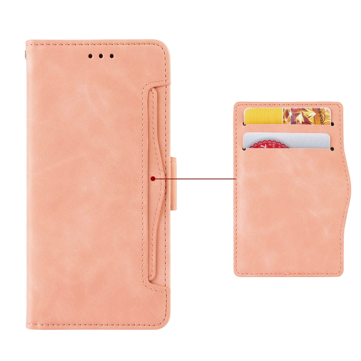 Uniqkart for Blackview Oscal C30 / Oscal C30 Pro Multiple Card Slots PU Leather Case Wallet Phone Stand Cover - Pink