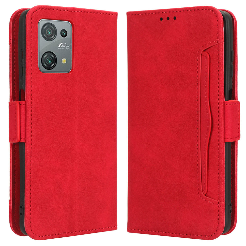 Uniqkart for Blackview Oscal C30 / Oscal C30 Pro Multiple Card Slots PU Leather Case Wallet Phone Stand Cover - Red