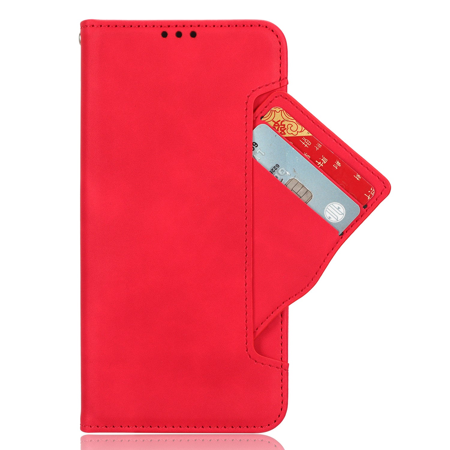 Uniqkart for Blackview Oscal C30 / Oscal C30 Pro Multiple Card Slots PU Leather Case Wallet Phone Stand Cover - Red