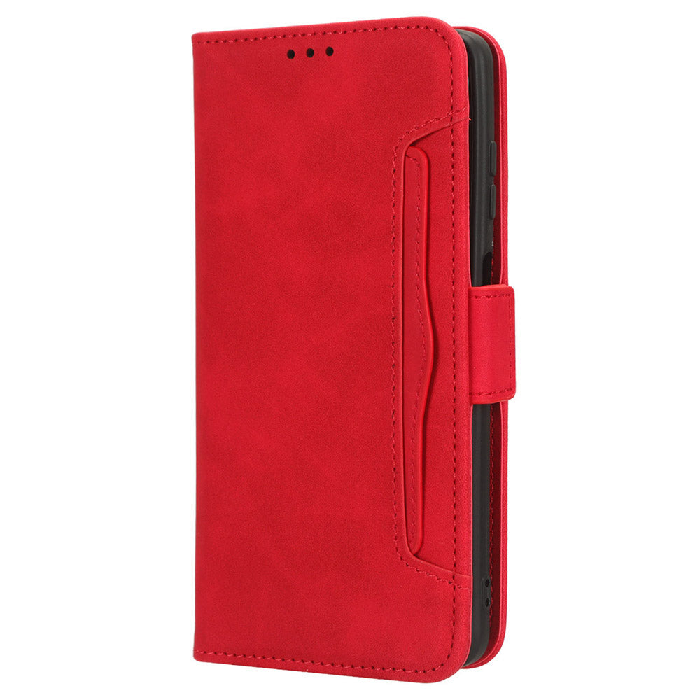 Uniqkart for Blackview Oscal C30 / Oscal C30 Pro Multiple Card Slots PU Leather Case Wallet Phone Stand Cover - Red