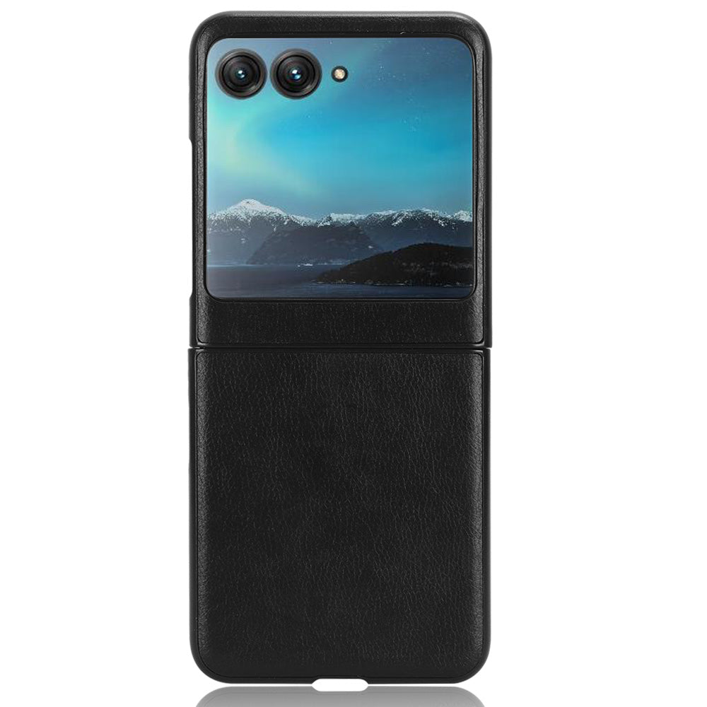 Uniqkart for Motorola Razr 40 Ultra 5G Protective Phone Case PU Leather Coated PC Litchi Texture Cover - Black