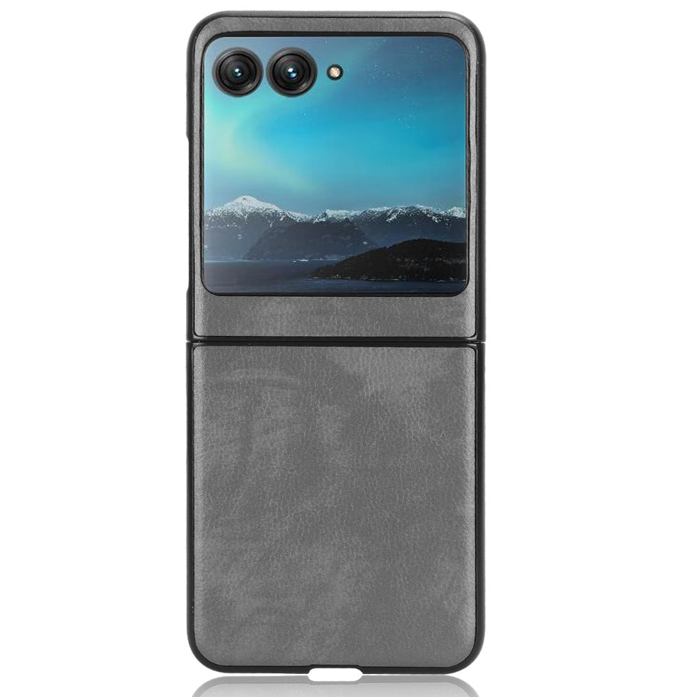 Uniqkart for Motorola Razr 40 Ultra 5G Protective Phone Case PU Leather Coated PC Litchi Texture Cover - Grey