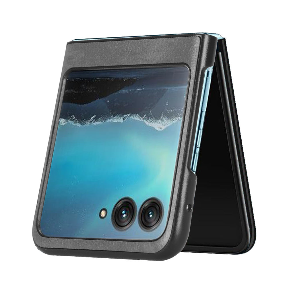 Uniqkart for Motorola Razr 40 Ultra 5G Protective Phone Case PU Leather Coated PC Litchi Texture Cover - Grey