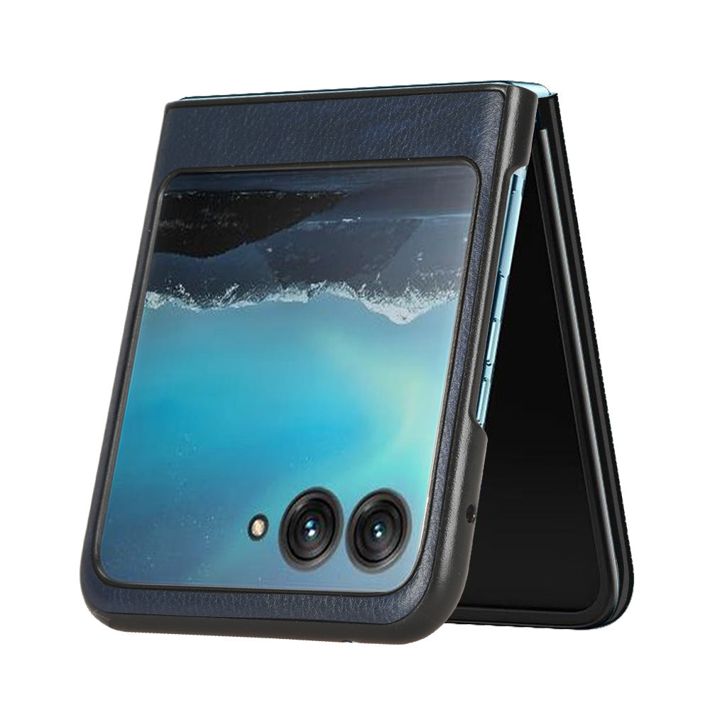 Uniqkart for Motorola Razr 40 Ultra 5G Protective Phone Case PU Leather Coated PC Litchi Texture Cover - Blue