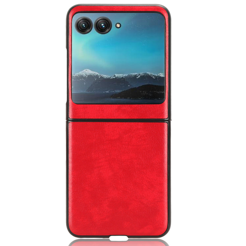 Uniqkart for Motorola Razr 40 Ultra 5G Protective Phone Case PU Leather Coated PC Litchi Texture Cover - Red