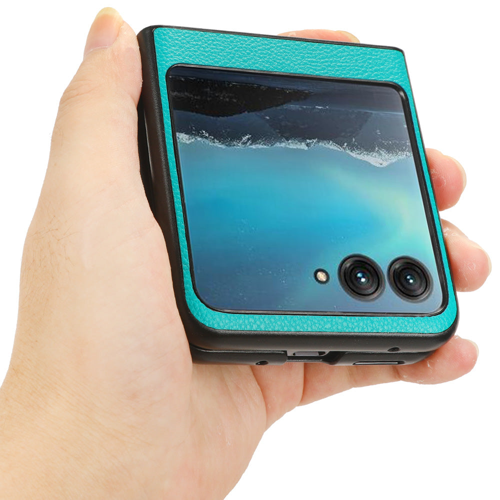 Uniqkart for Motorola Razr 40 Ultra 5G PU Leather+PC Card Slot Case Litchi Texture Phone Cover - Green