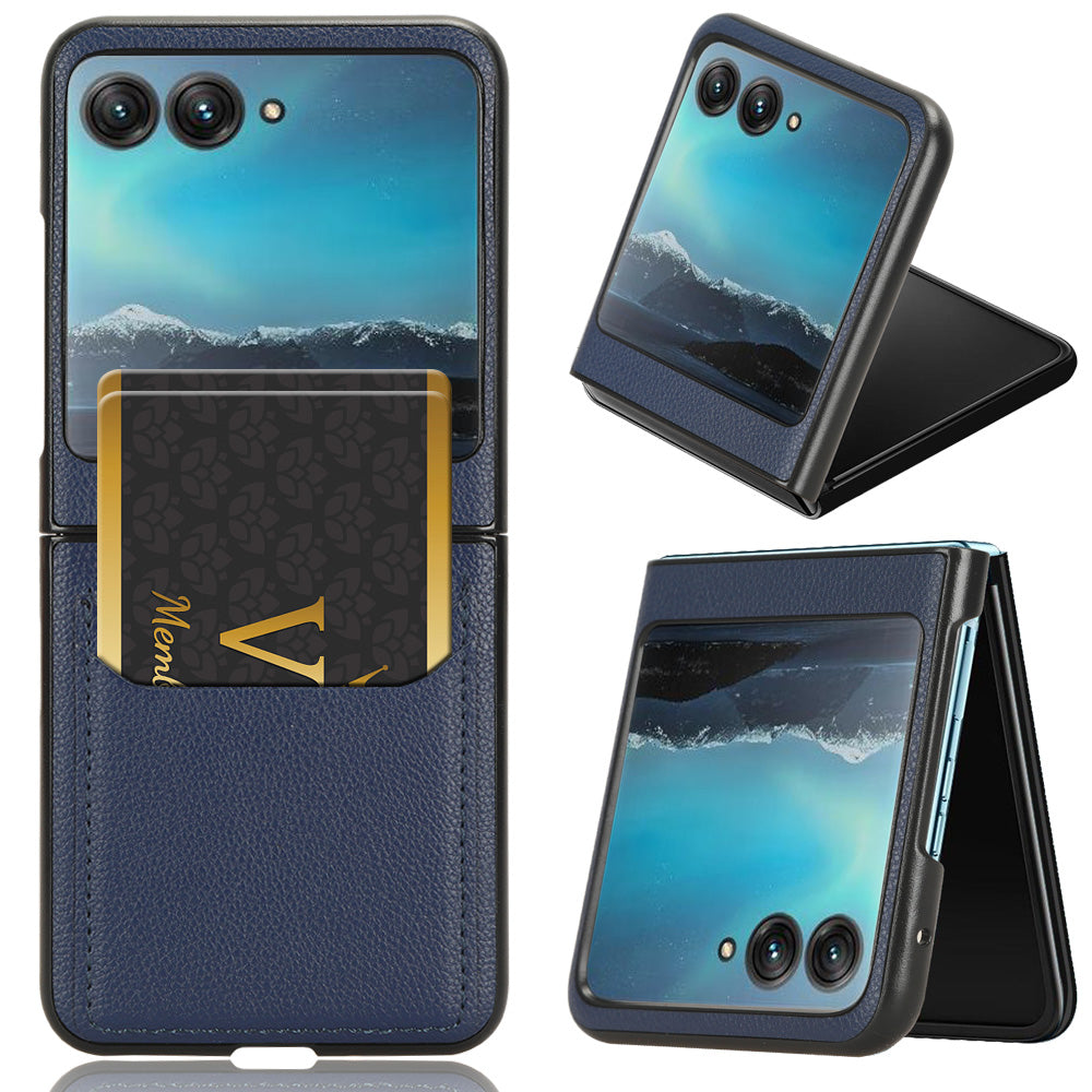 Uniqkart for Motorola Razr 40 Ultra 5G PU Leather+PC Card Slot Case Litchi Texture Phone Cover - Blue