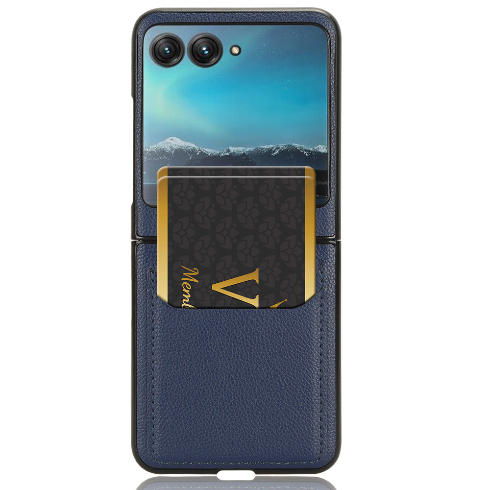 Uniqkart for Motorola Razr 40 Ultra 5G PU Leather+PC Card Slot Case Litchi Texture Phone Cover - Blue