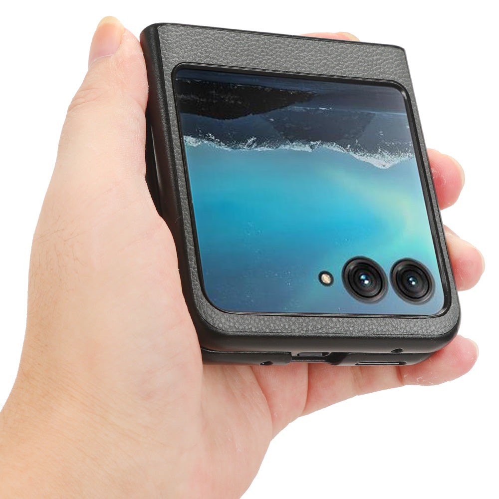 Uniqkart for Motorola Razr 40 Ultra 5G PU Leather+PC Card Slot Case Litchi Texture Phone Cover - Grey
