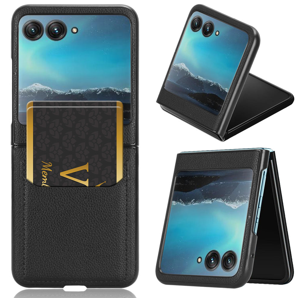 Uniqkart for Motorola Razr 40 Ultra 5G PU Leather+PC Card Slot Case Litchi Texture Phone Cover - Black