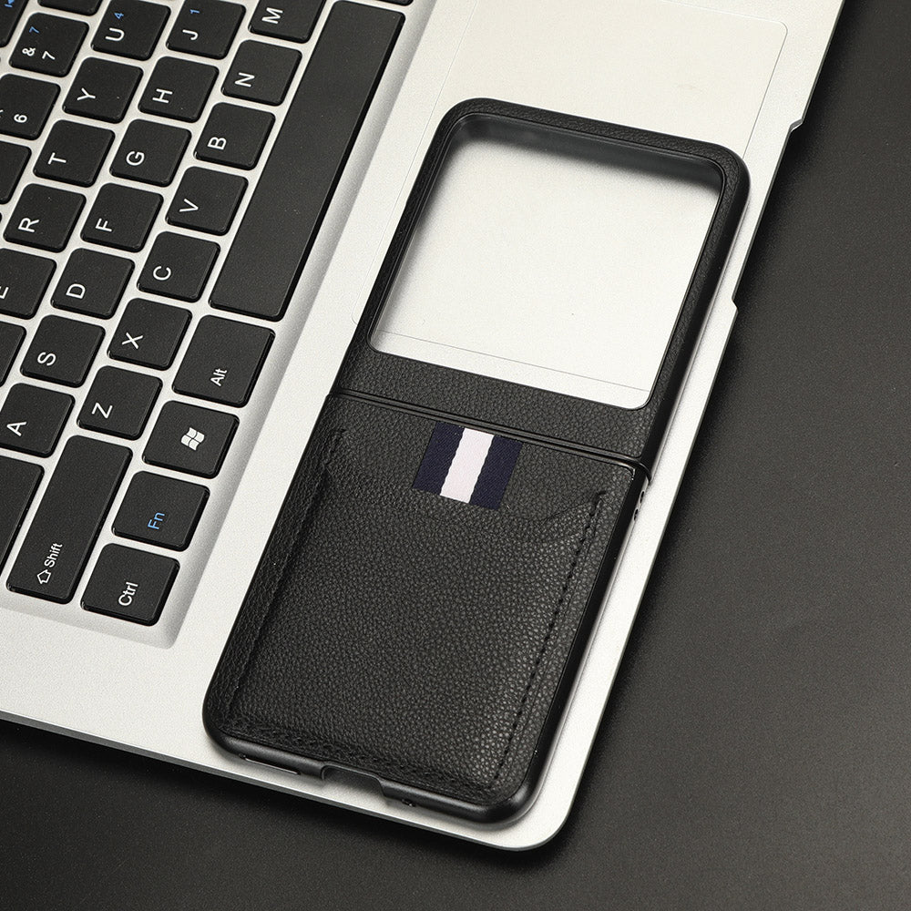 Uniqkart for Motorola Razr 40 Ultra 5G PU Leather+PC Card Slot Case Litchi Texture Phone Cover - Black
