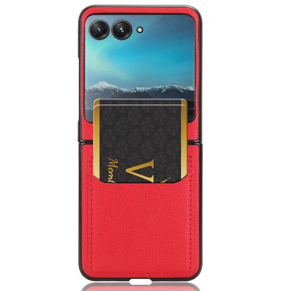 Uniqkart for Motorola Razr 40 Ultra 5G PU Leather+PC Card Slot Case Litchi Texture Phone Cover - Red