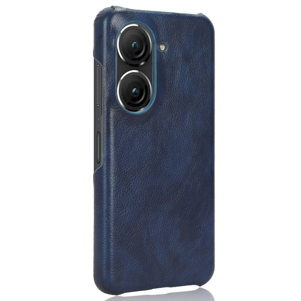 Uniqkart for Asus Zenfone 9 5G Litchi Texture Phone Case PU Leather + TPU Protective Cover - Blue