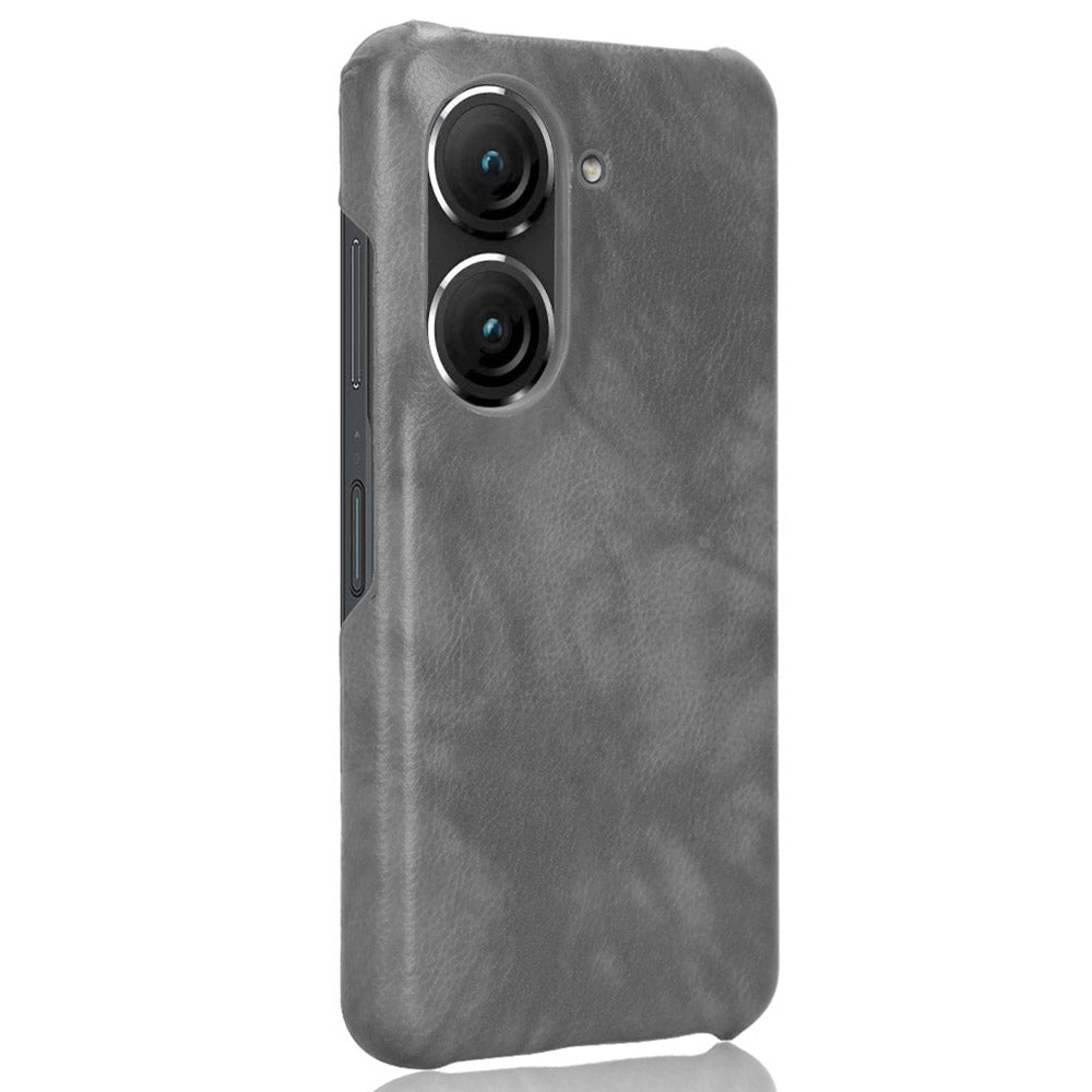 Uniqkart for Asus Zenfone 9 5G Litchi Texture Phone Case PU Leather + TPU Protective Cover - Grey