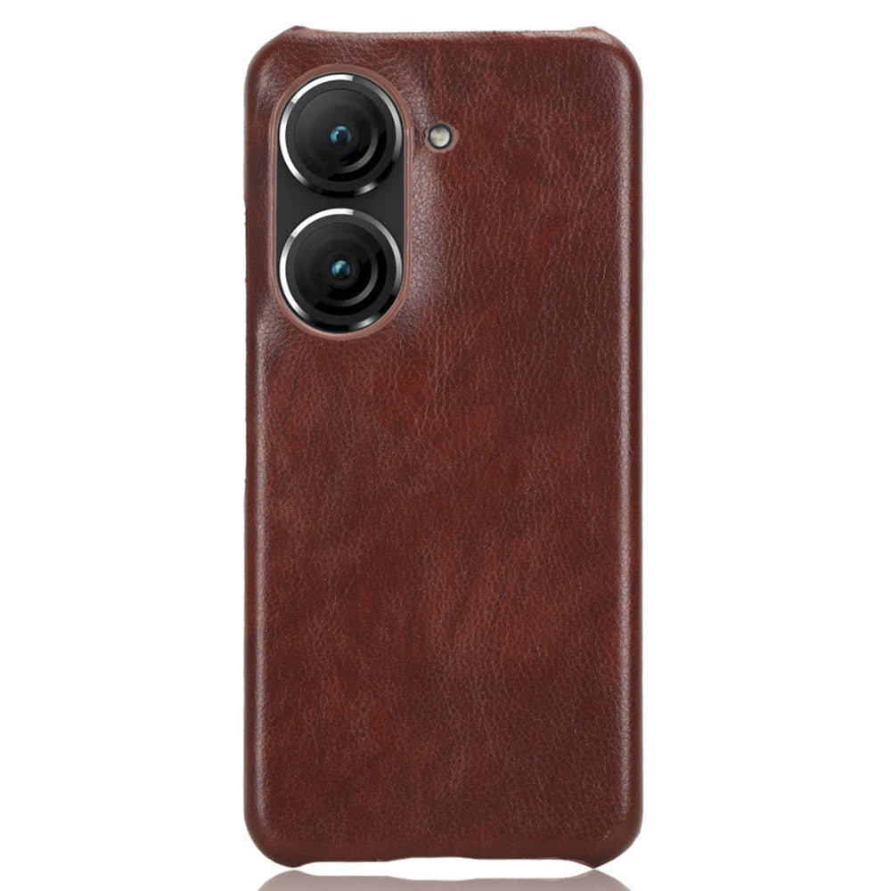 Uniqkart for Asus Zenfone 9 5G Litchi Texture Phone Case PU Leather + TPU Protective Cover - Brown