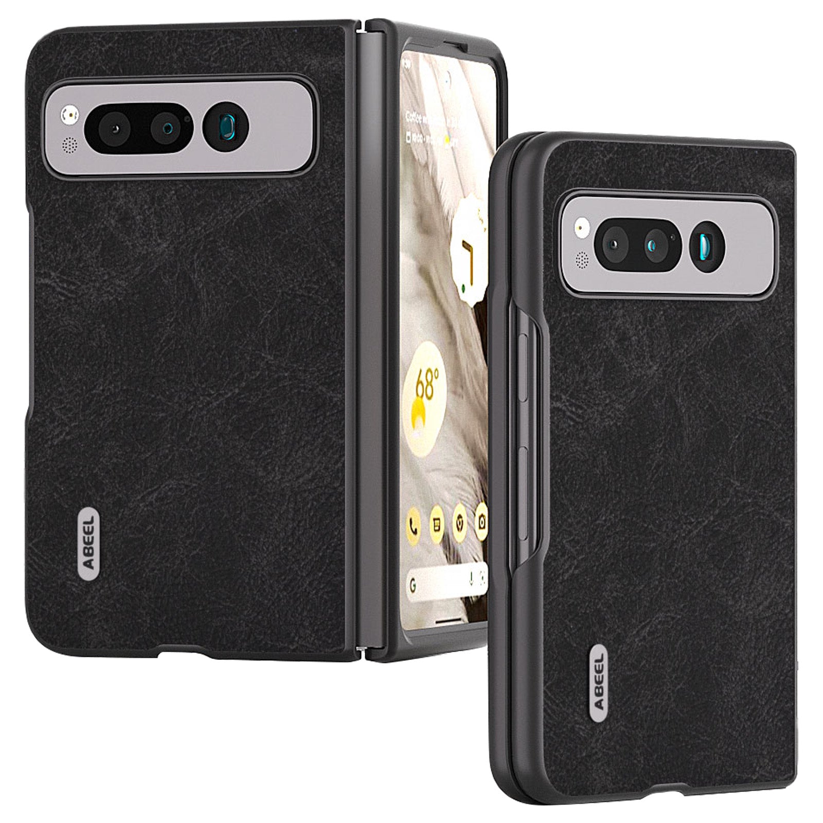 Uniqkart for Google Pixel Fold Shockproof Cover PU Leather + PC Litchi Texture Phone Case - Black