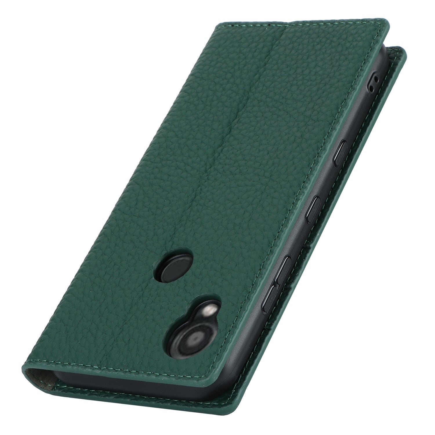 Wallet Cover for Kyocera Digno SX3 KYG02 Litchi Texture Genuine Cow Leather Phone Stand Case with Strap - Green