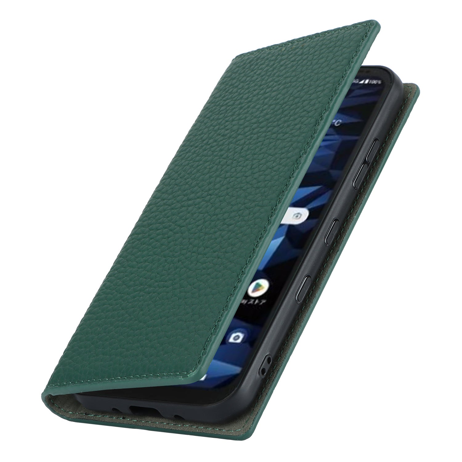 Wallet Cover for Kyocera Digno SX3 KYG02 Litchi Texture Genuine Cow Leather Phone Stand Case with Strap - Green