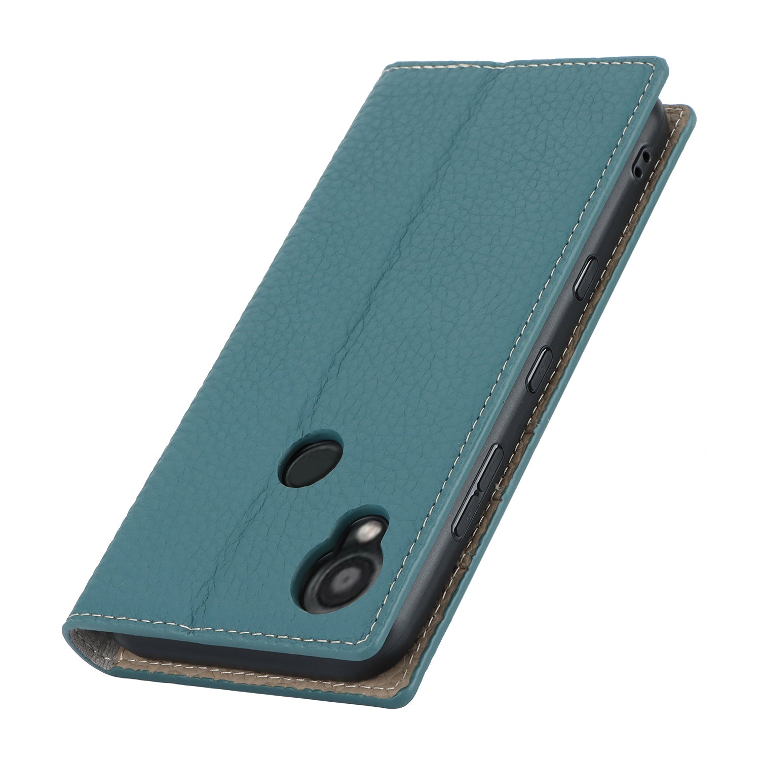 Wallet Cover for Kyocera Digno SX3 KYG02 Litchi Texture Genuine Cow Leather Phone Stand Case with Strap - Baby Blue