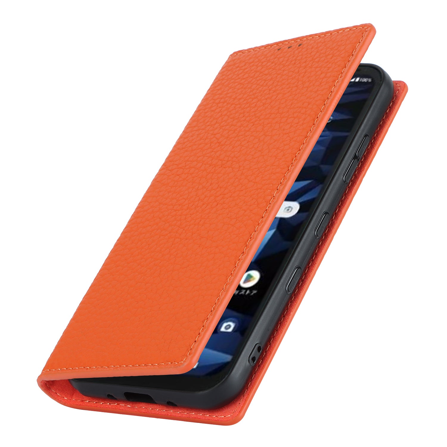 Wallet Cover for Kyocera Digno SX3 KYG02 Litchi Texture Genuine Cow Leather Phone Stand Case with Strap - Orange