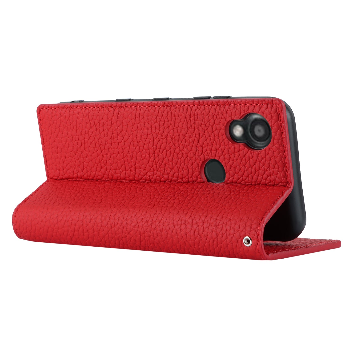 Wallet Cover for Kyocera Digno SX3 KYG02 Litchi Texture Genuine Cow Leather Phone Stand Case with Strap - Red