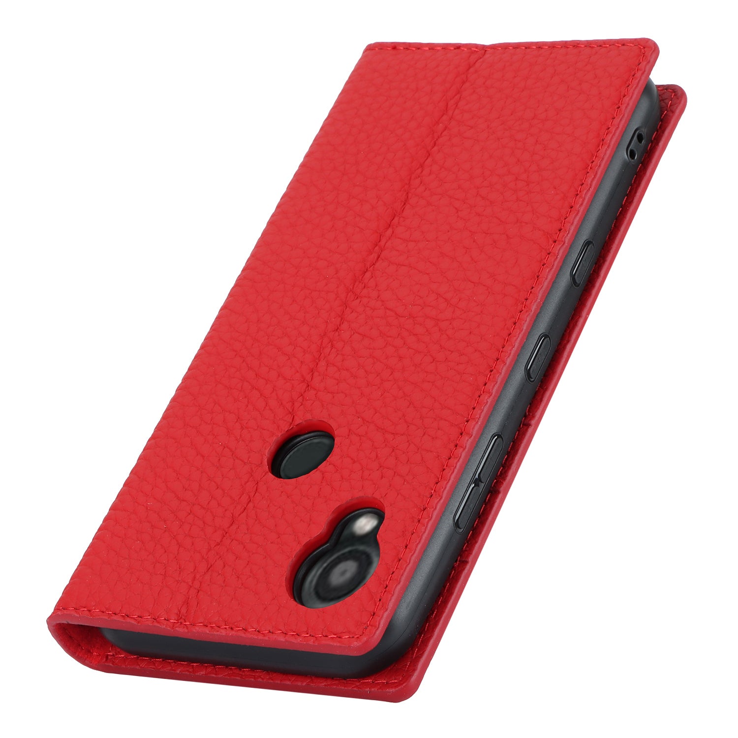 Wallet Cover for Kyocera Digno SX3 KYG02 Litchi Texture Genuine Cow Leather Phone Stand Case with Strap - Red