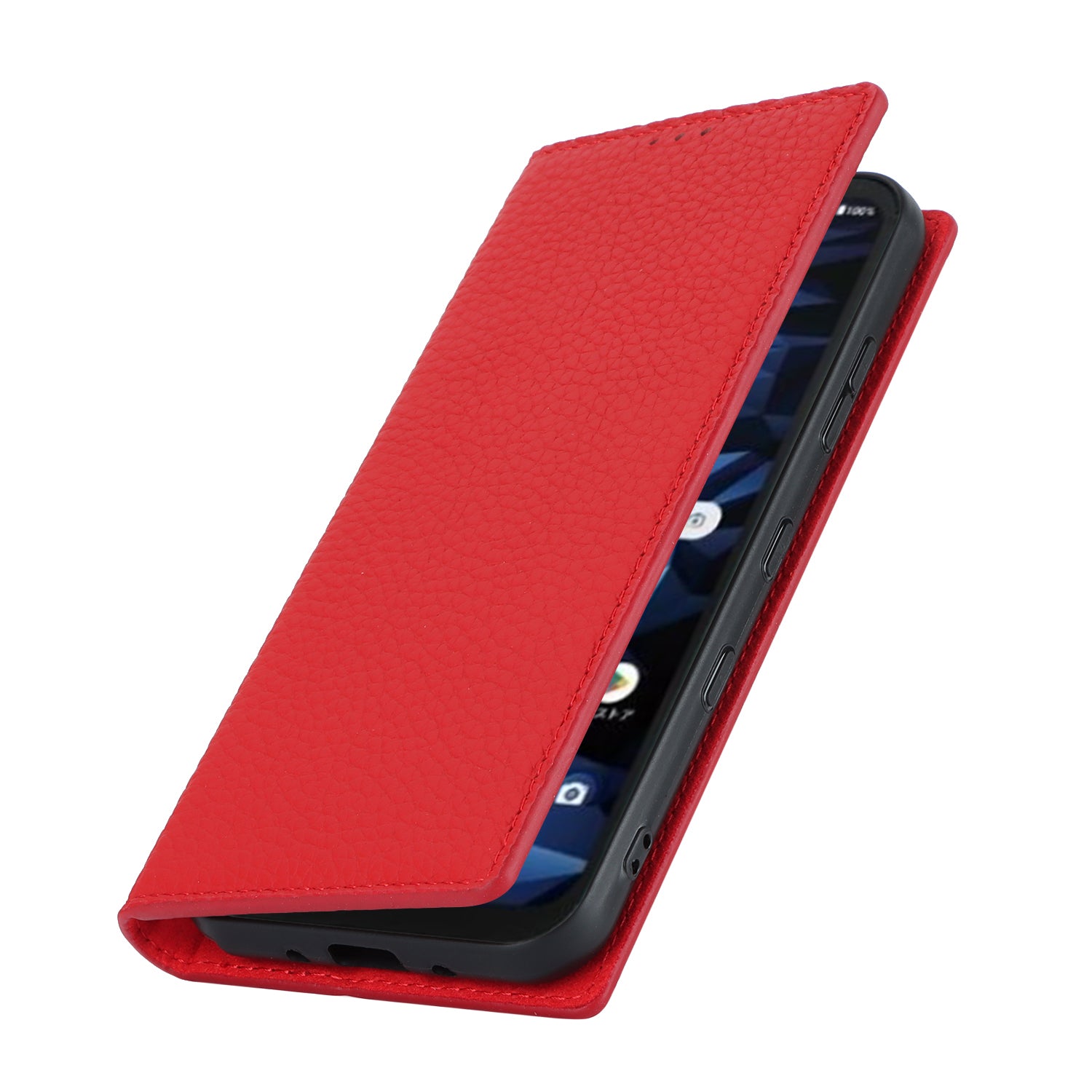 Wallet Cover for Kyocera Digno SX3 KYG02 Litchi Texture Genuine Cow Leather Phone Stand Case with Strap - Red