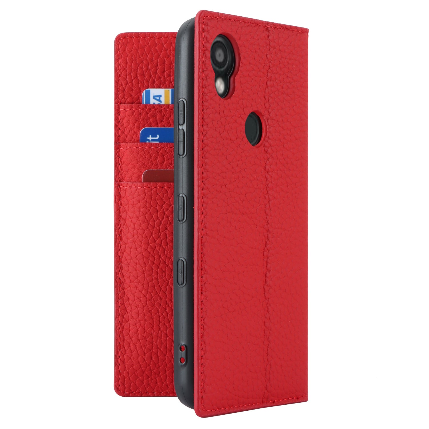 Wallet Cover for Kyocera Digno SX3 KYG02 Litchi Texture Genuine Cow Leather Phone Stand Case with Strap - Red