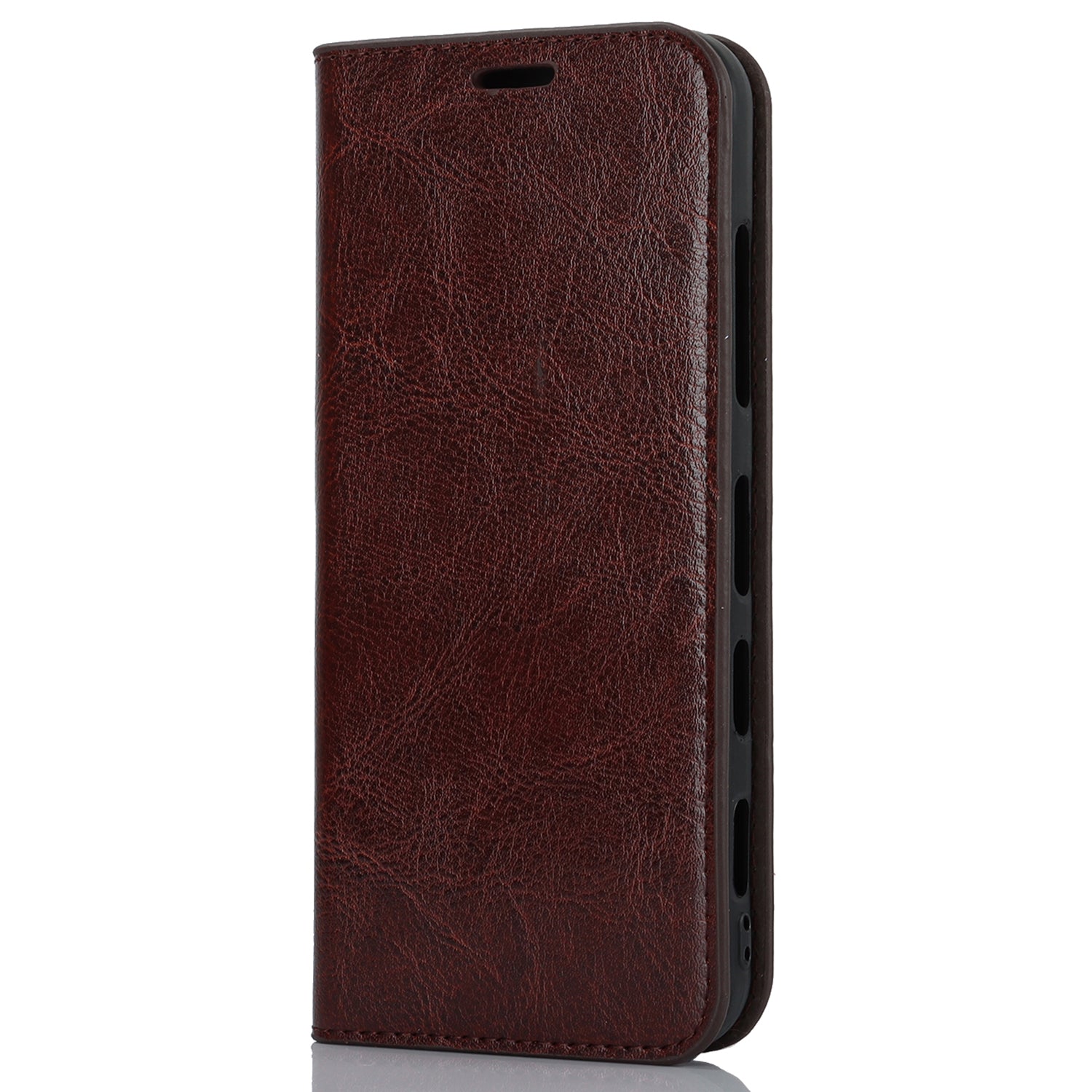 Uniqkart for Kyocera Android One S10 / One S9 Fall Proof Phone Case Crazy Horse Texture Genuine Cow Leather Stand Wallet Cover - Dark Brown