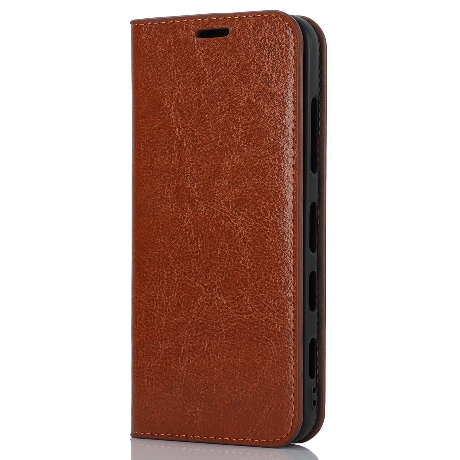 Uniqkart for Kyocera Android One S10 / One S9 Fall Proof Phone Case Crazy Horse Texture Genuine Cow Leather Stand Wallet Cover - Light Brown
