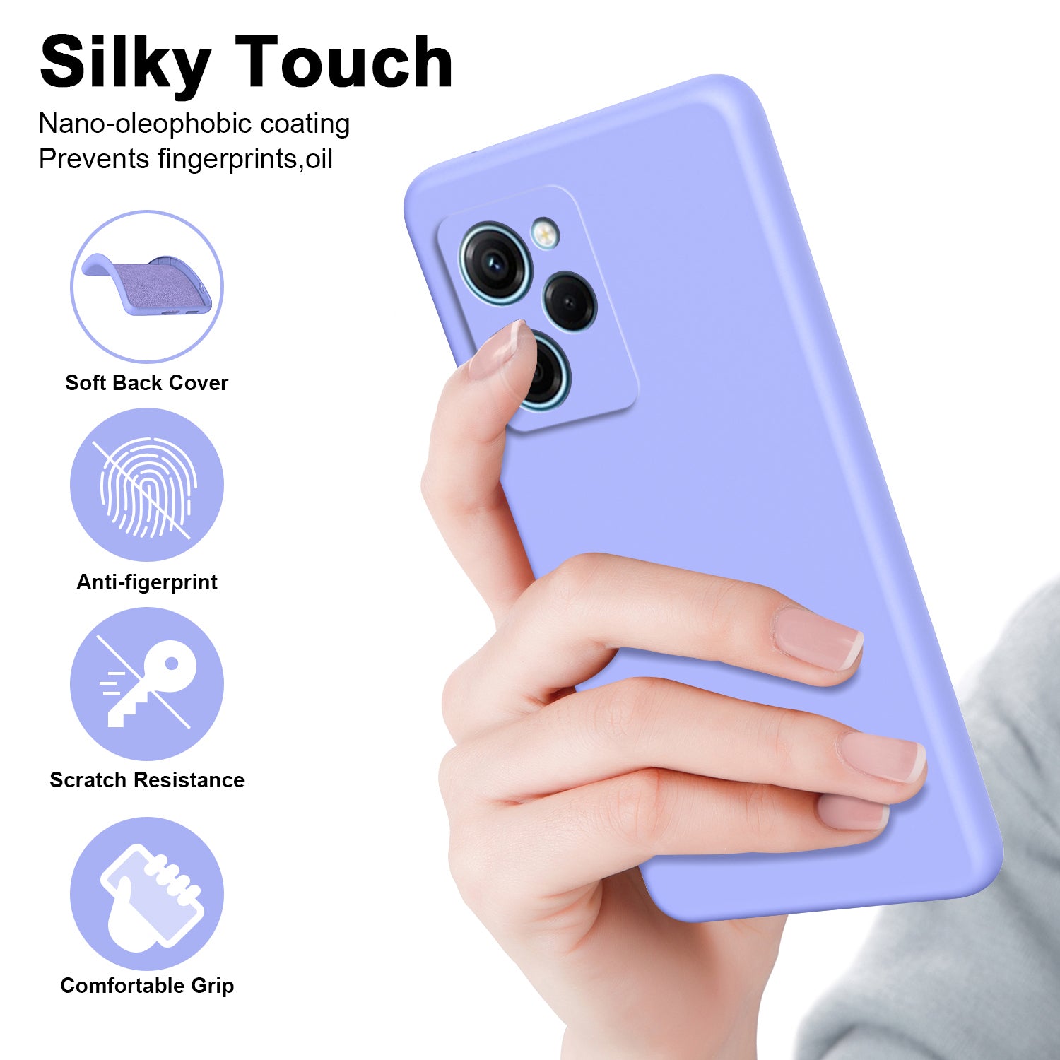 Uniqkart for Xiaomi Redmi Note 12 Pro Speed 5G / Poco X5 Pro 5G 2.2mm Rubberized TPU Case Fiber Lining Phone Cover - Purple
