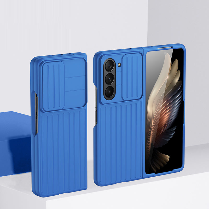 Uniqkart for Samsung Galaxy Z Fold5 5G Hard PC Phone Case Anti-scratch Ultra Slim Cover with Slide Camera Protector - Blue