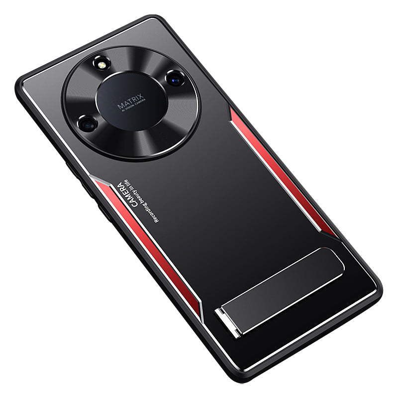 Uniqkart for Honor X40 5G TPU + Aluminium Alloy Anti-drop Phone Case Kickstand Back Cover - Red