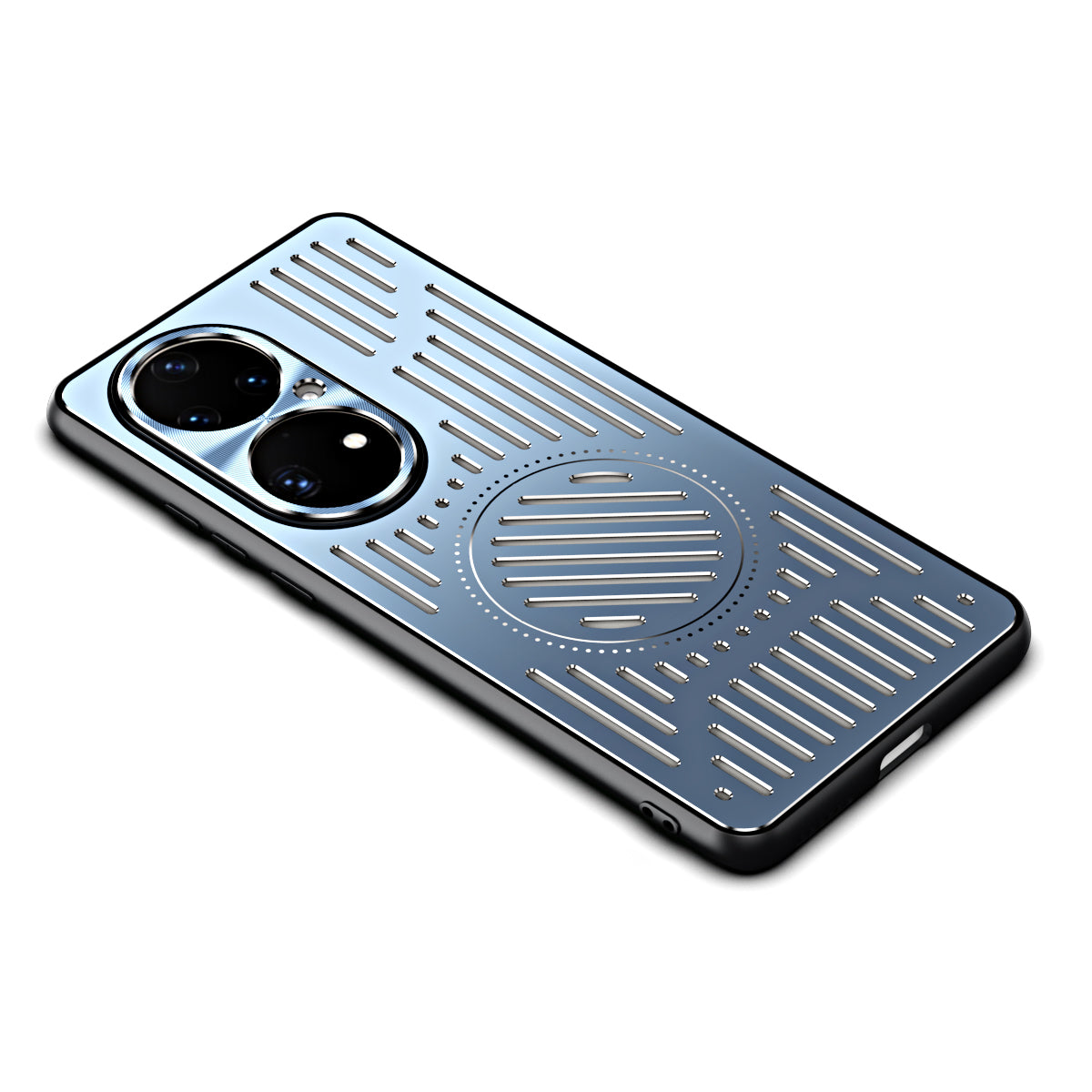 Uniqkart for Huawei P50 Pro 4G Magnetic Phone Case Hollow Heat Dissipation TPU + Aluminum Alloy Back Cover - Blue