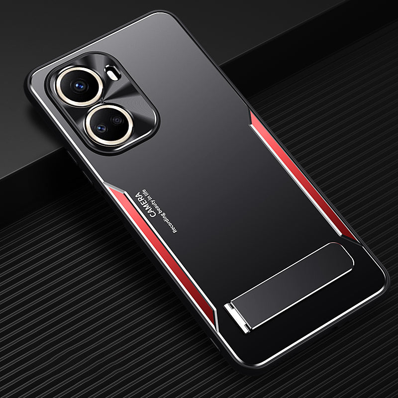 Uniqkart for Huawei nova 10 SE 4G Anti-scratch Phone Cover TPU+Aluminium Alloy Kickstand Case - Red
