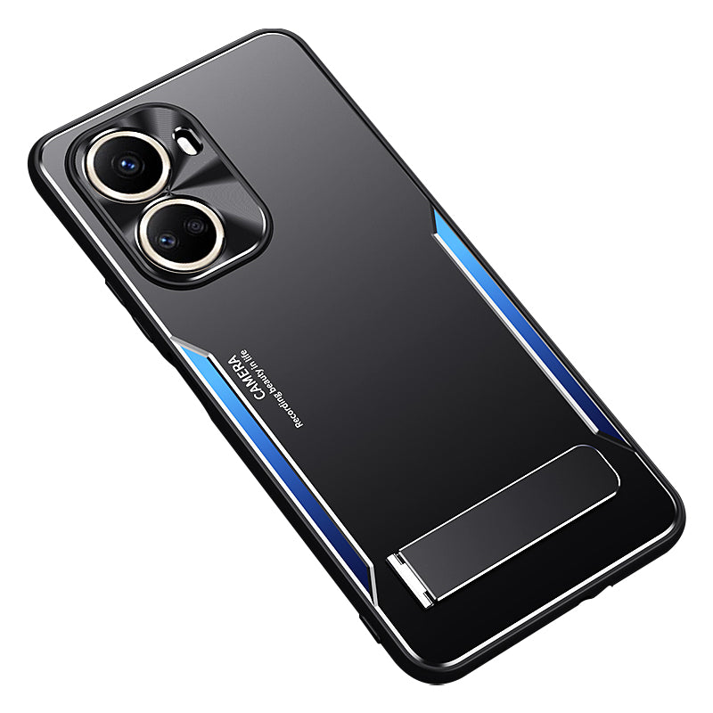 Uniqkart for Huawei nova 10 SE 4G Anti-scratch Phone Cover TPU+Aluminium Alloy Kickstand Case - Blue