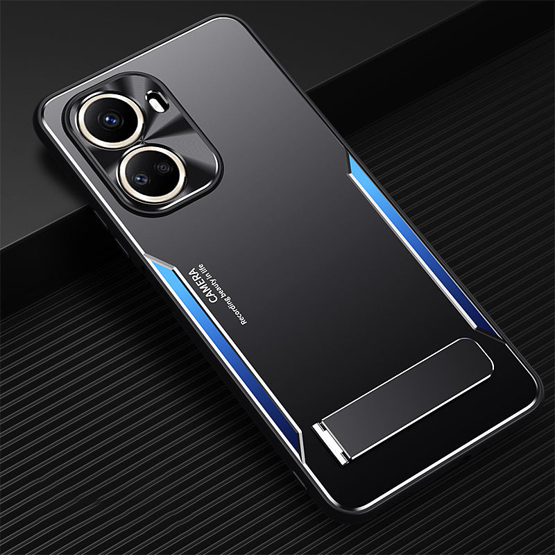 Uniqkart for Huawei nova 10 SE 4G Anti-scratch Phone Cover TPU+Aluminium Alloy Kickstand Case - Blue