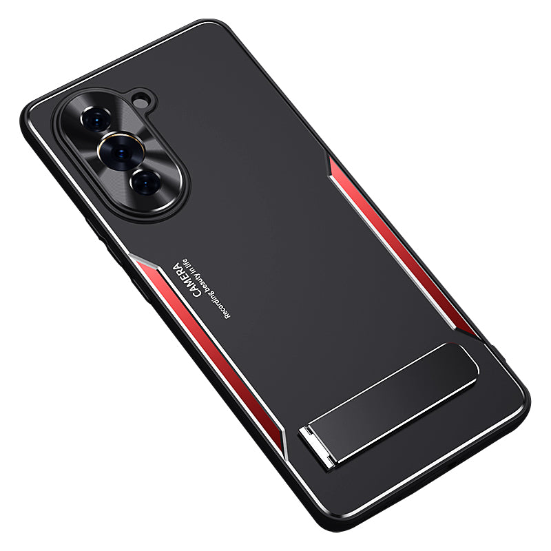 Uniqkart for Huawei nova 10 4G TPU + Aluminium Alloy Phone Case Anti-drop Back Cover with Kickstand - Red