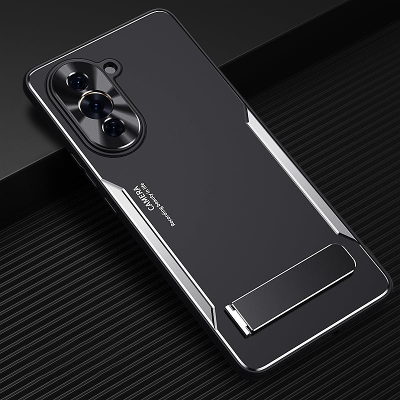 Uniqkart for Huawei nova 10 4G TPU + Aluminium Alloy Phone Case Anti-drop Back Cover with Kickstand - Silver