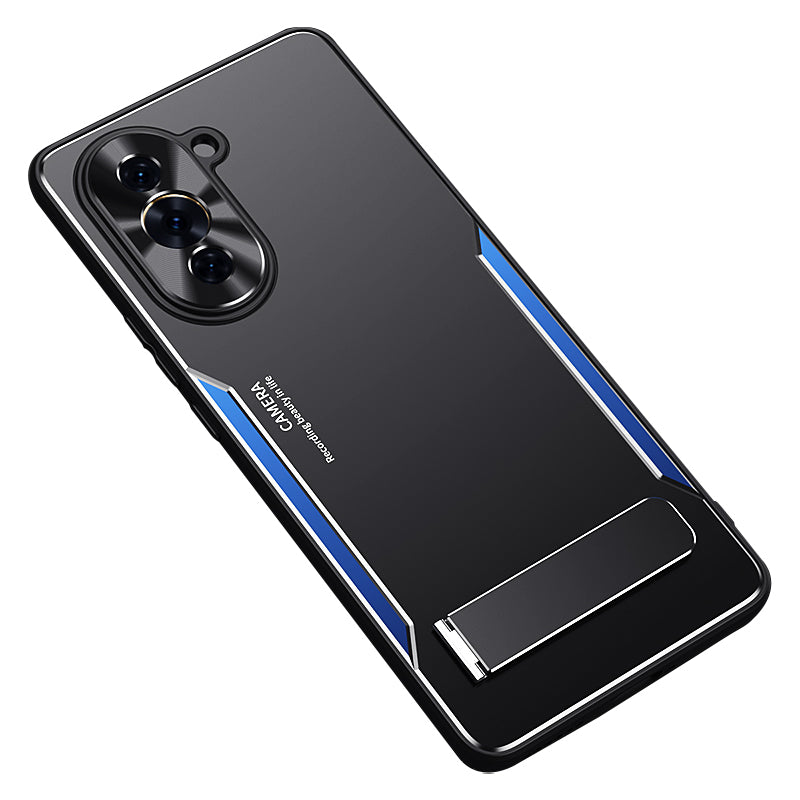 Uniqkart for Huawei nova 10 4G TPU + Aluminium Alloy Phone Case Anti-drop Back Cover with Kickstand - Blue