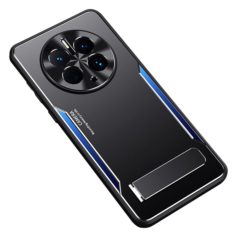 Uniqkart for Huawei Mate 50 Pro 4G TPU+Aluminium Alloy Kickstand Phone Case Shockproof Back Cover - Blue