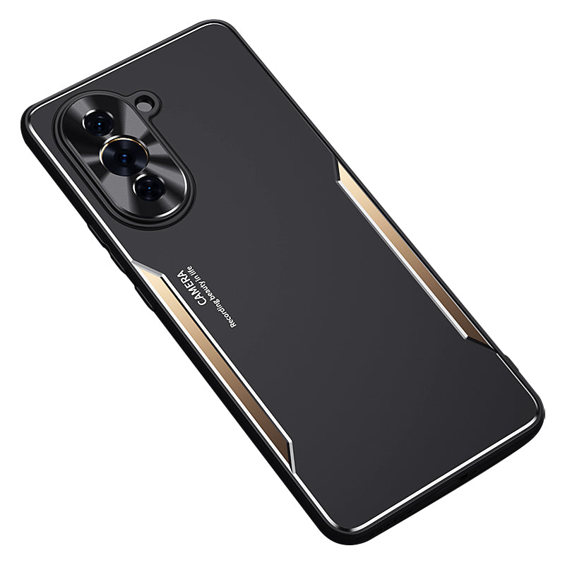 Uniqkart for Huawei nova 10 Pro 4G Aluminium Alloy+TPU Phone Cover Drop-proof Back Case - Gold