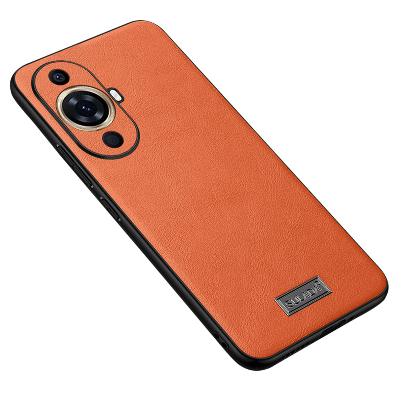 Uniqkart For Huawei nova 11 Pro / nova 11 Ultra PU Leather Coated TPU+PC Anti-fall Phone Case Scratch-resistant Cover - Orange
