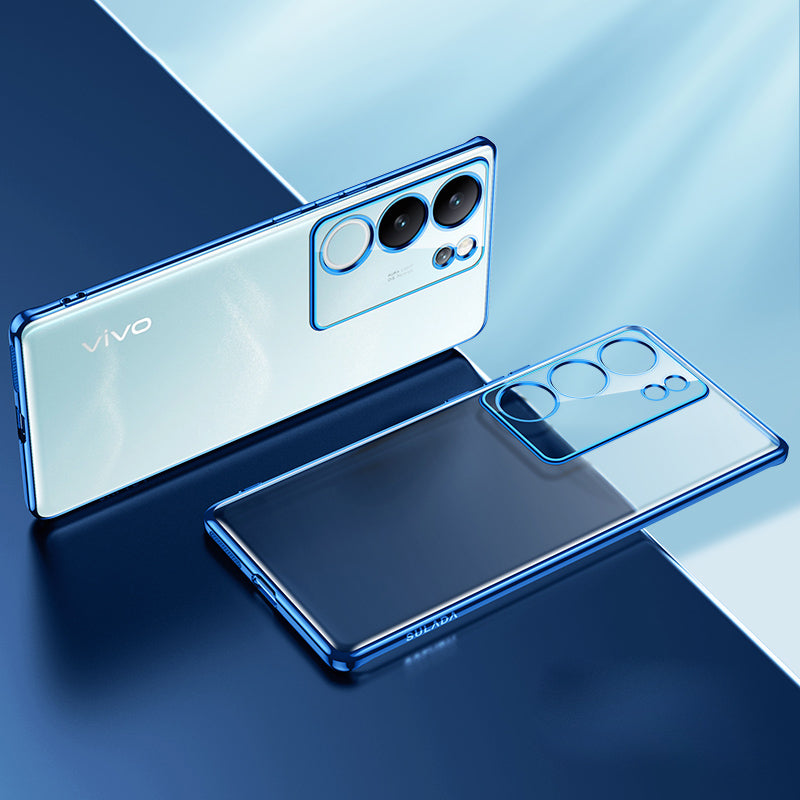 Uniqkart Nature Series For vivo S17 Pro 5G Electroplating Edges Cover Matte Soft TPU Phone Case - Blue