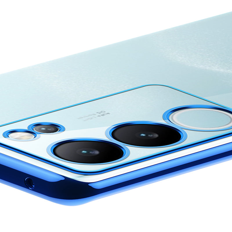 Uniqkart Nature Series For vivo S17 Pro 5G Electroplating Edges Cover Matte Soft TPU Phone Case - Blue