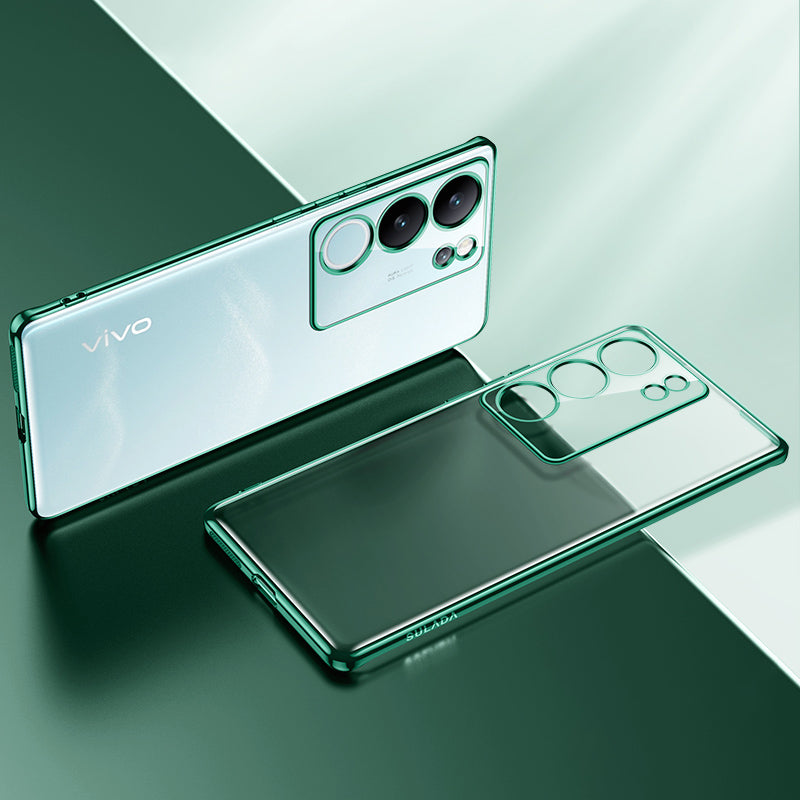Uniqkart Nature Series For vivo S17 Pro 5G Electroplating Edges Cover Matte Soft TPU Phone Case - Green