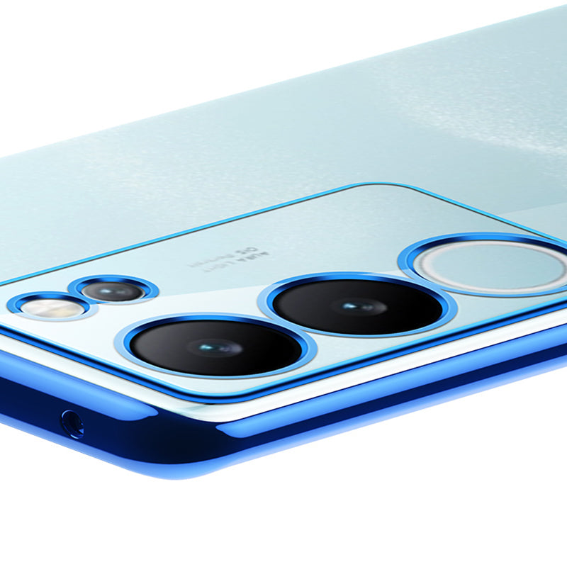 Uniqkart Nature Series for vivo S17 5G Matte TPU Case Electroplating Anti-drop Cell Phone Cover - Blue